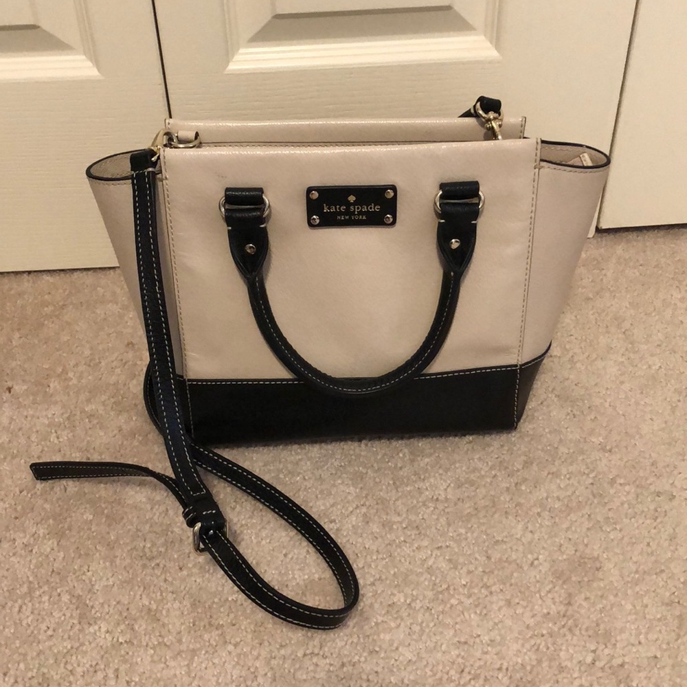 Kate Spade cross-body bag, cream/black